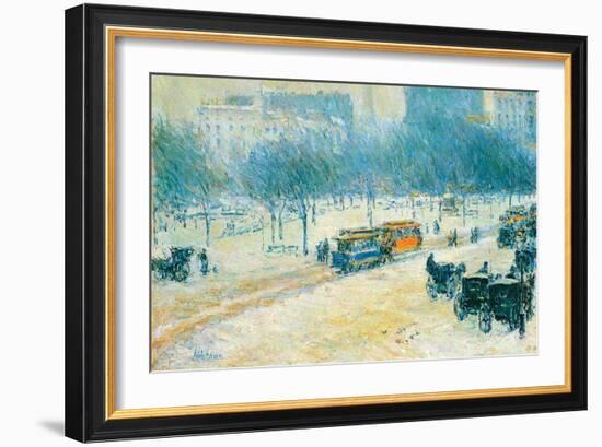 Winter in Union Square-Childe Hassam-Framed Art Print