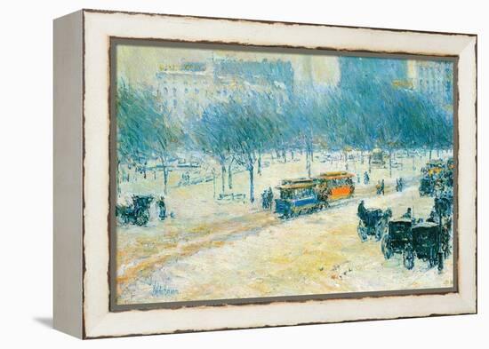 Winter in Union Square-Childe Hassam-Framed Stretched Canvas