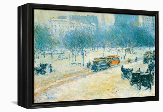 Winter in Union Square-Childe Hassam-Framed Stretched Canvas