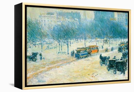 Winter in Union Square-Childe Hassam-Framed Stretched Canvas