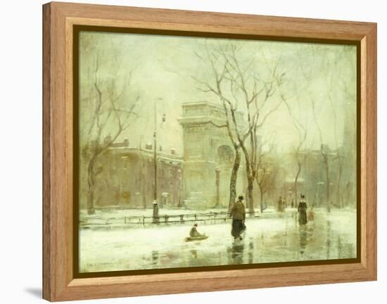 Winter in Washington Square-Paul Cornoyer-Framed Premier Image Canvas