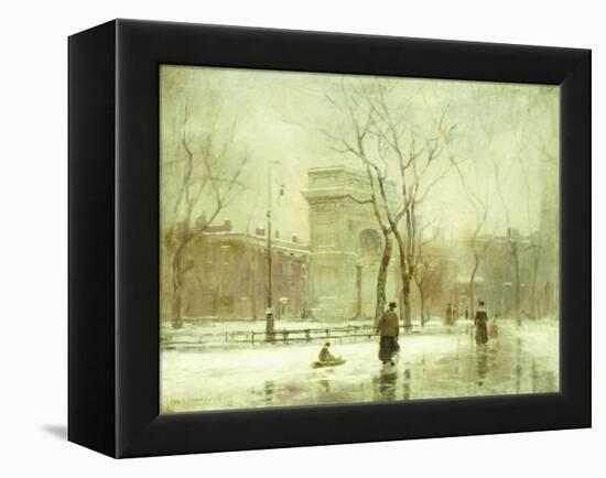 Winter in Washington Square-Paul Cornoyer-Framed Premier Image Canvas