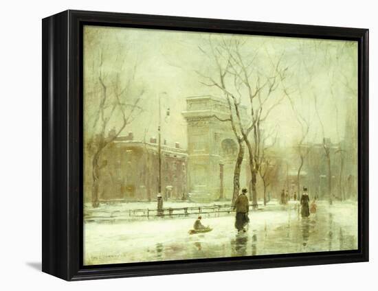 Winter in Washington Square-Paul Cornoyer-Framed Premier Image Canvas