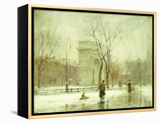 Winter in Washington Square-Paul Cornoyer-Framed Premier Image Canvas