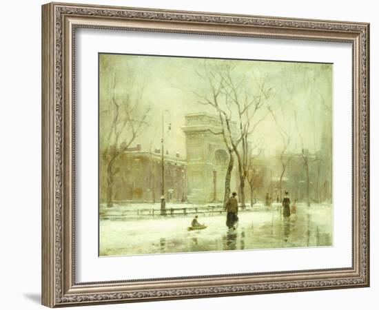 Winter in Washington Square-Paul Cornoyer-Framed Giclee Print