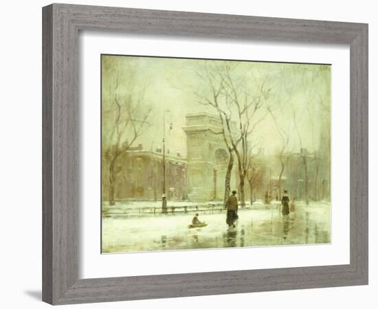 Winter in Washington Square-Paul Cornoyer-Framed Giclee Print