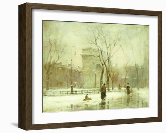 Winter in Washington Square-Paul Cornoyer-Framed Giclee Print