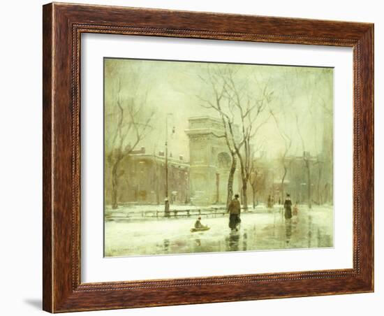 Winter in Washington Square-Paul Cornoyer-Framed Giclee Print