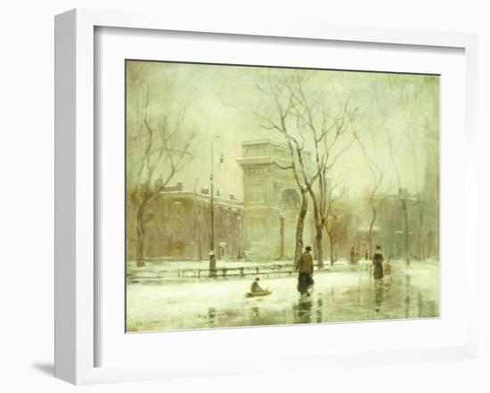 Winter in Washington Square-Paul Cornoyer-Framed Giclee Print