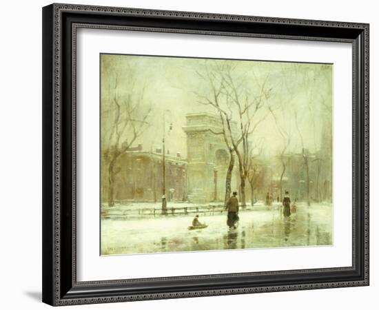 Winter in Washington Square-Paul Cornoyer-Framed Giclee Print