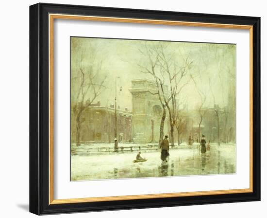 Winter in Washington Square-Paul Cornoyer-Framed Giclee Print