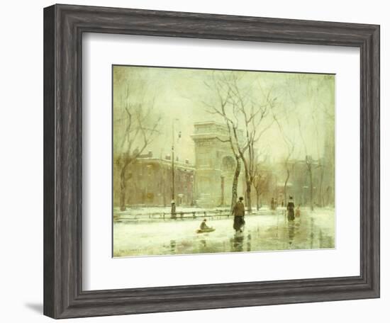 Winter in Washington Square-Paul Cornoyer-Framed Giclee Print