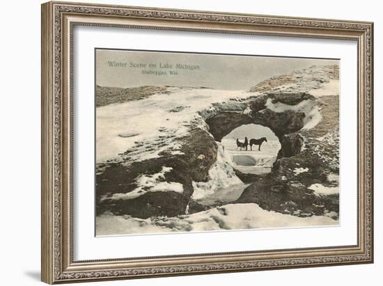 Winter Lake Scene, Sheboygan, Wisconsin-null-Framed Art Print