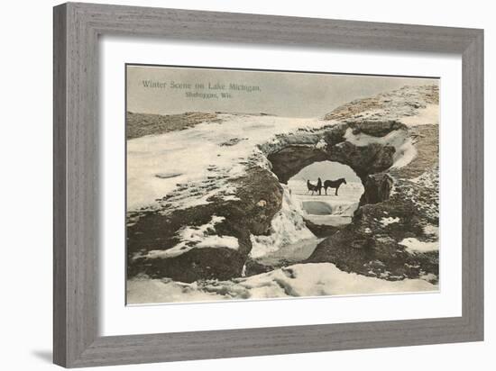 Winter Lake Scene, Sheboygan, Wisconsin-null-Framed Art Print
