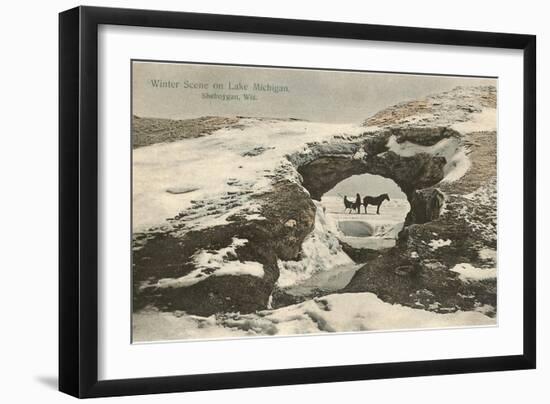 Winter Lake Scene, Sheboygan, Wisconsin-null-Framed Art Print