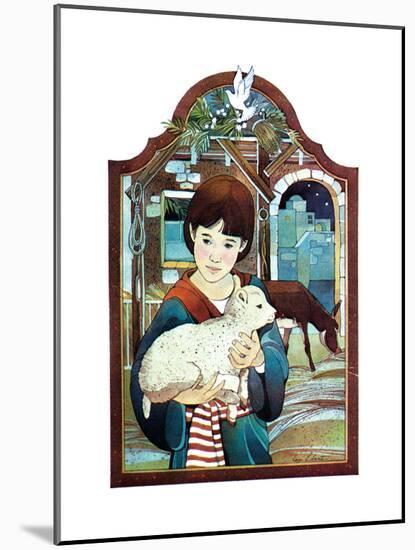 Winter Lamb - Child Life-Len Ebert-Mounted Giclee Print
