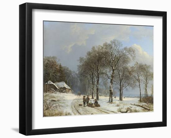 Winter Landscape, 1835-38-Barend Cornelis Koekkoek-Framed Art Print