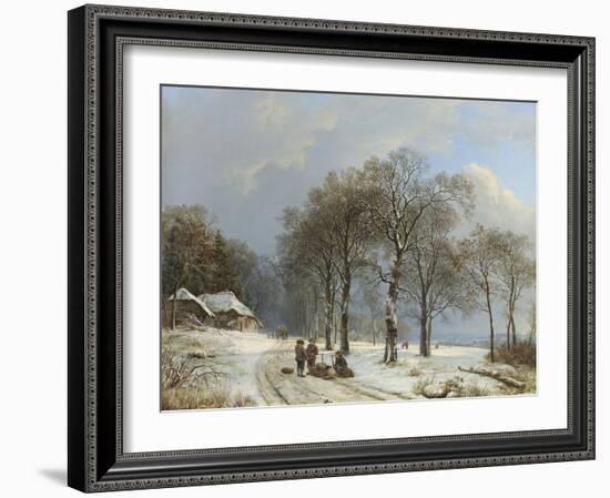 Winter Landscape, 1835-38-Barend Cornelis Koekkoek-Framed Art Print