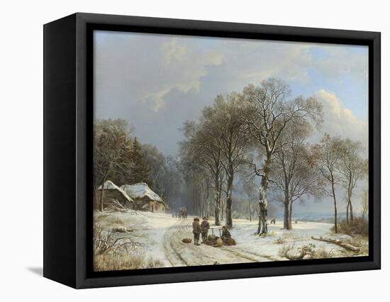 Winter Landscape, 1835-8-Barend Cornelis Koekkoek-Framed Premier Image Canvas