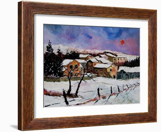 Winter landscape Ardennes Belgium-Pol Ledent-Framed Art Print