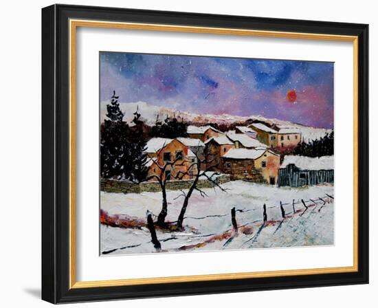 Winter landscape Ardennes Belgium-Pol Ledent-Framed Art Print