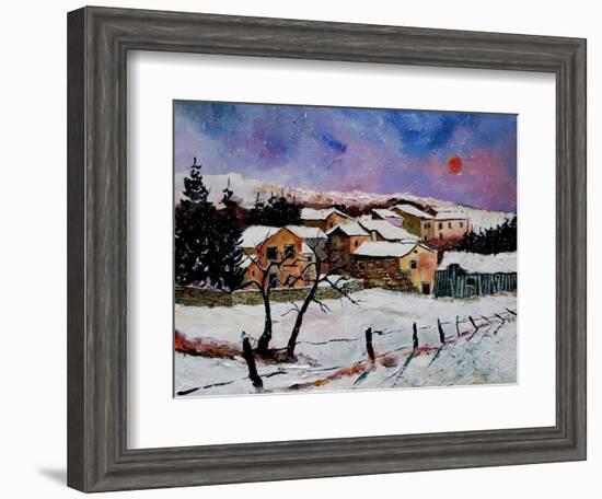 Winter landscape Ardennes Belgium-Pol Ledent-Framed Art Print