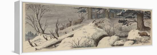 Winter Landscape in Canada (Coloured Engraving)-German School-Framed Premier Image Canvas