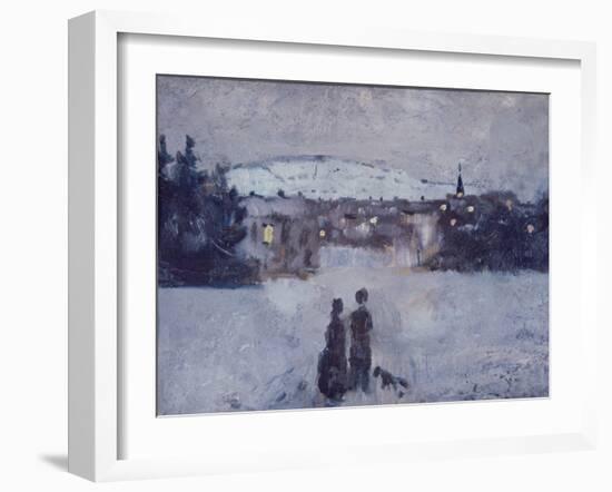 Winter Landscape in Skymning, 1881-82 (Oil on Board)-Edvard Munch-Framed Giclee Print