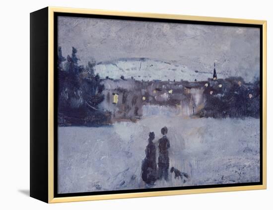 Winter Landscape in Skymning, 1881-82 (Oil on Board)-Edvard Munch-Framed Premier Image Canvas