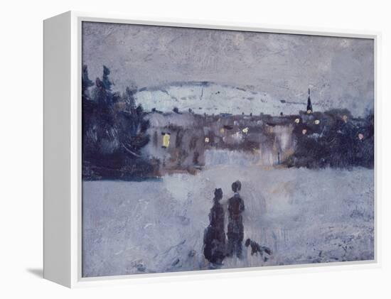 Winter Landscape in Skymning, 1881-82 (Oil on Board)-Edvard Munch-Framed Premier Image Canvas