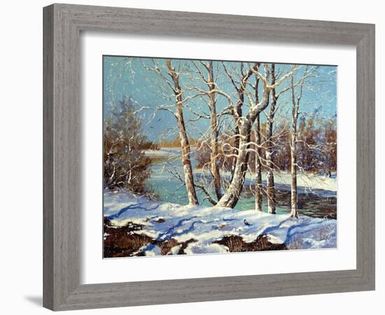 Winter Landscape On The Bank Of The River-balaikin2009-Framed Art Print