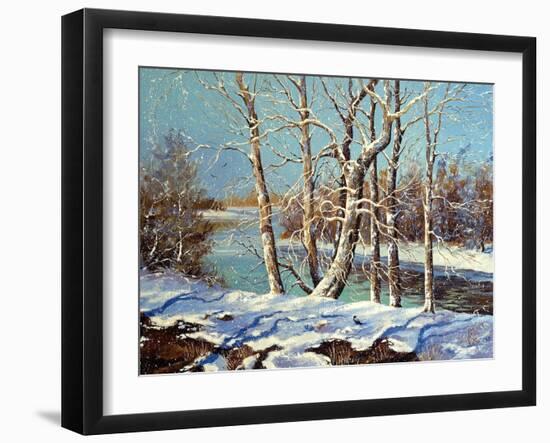 Winter Landscape On The Bank Of The River-balaikin2009-Framed Art Print