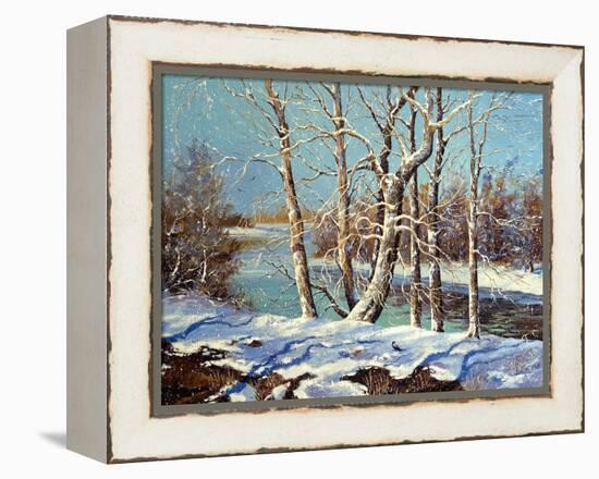 Winter Landscape On The Bank Of The River-balaikin2009-Framed Stretched Canvas