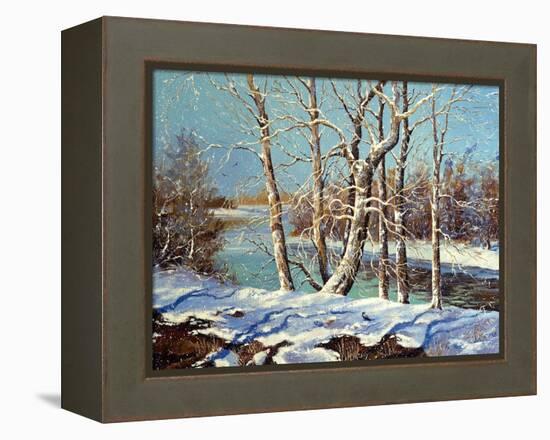 Winter Landscape On The Bank Of The River-balaikin2009-Framed Stretched Canvas