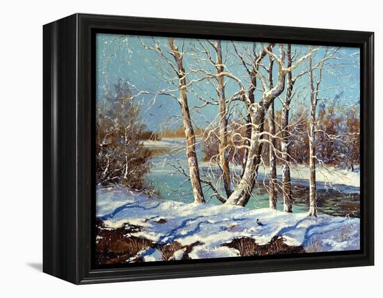 Winter Landscape On The Bank Of The River-balaikin2009-Framed Stretched Canvas