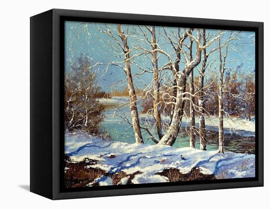 Winter Landscape On The Bank Of The River-balaikin2009-Framed Stretched Canvas