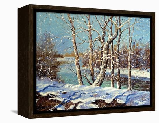 Winter Landscape On The Bank Of The River-balaikin2009-Framed Stretched Canvas