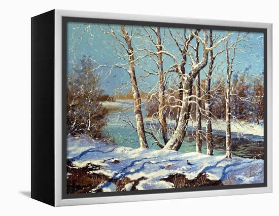 Winter Landscape On The Bank Of The River-balaikin2009-Framed Stretched Canvas
