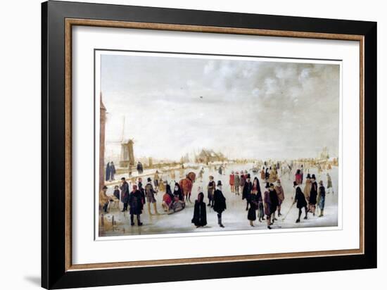 Winter Landscape on the River Ijsel Near Kampen, C1615-Hendrick Avercamp-Framed Giclee Print