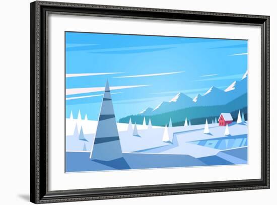 Winter Landscape. Vector Illustration.-Doremi-Framed Art Print