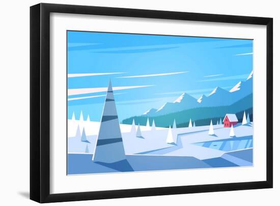 Winter Landscape. Vector Illustration.-Doremi-Framed Art Print