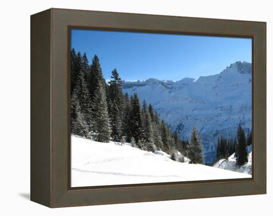 Winter Landscape (Winter in Swiss Alps)-swisshippo-Framed Premier Image Canvas