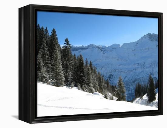 Winter Landscape (Winter in Swiss Alps)-swisshippo-Framed Premier Image Canvas
