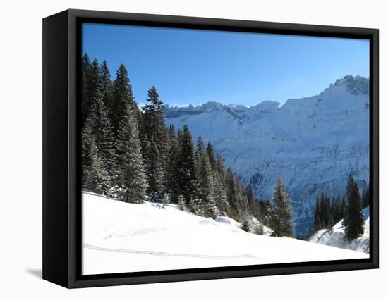 Winter Landscape (Winter in Swiss Alps)-swisshippo-Framed Premier Image Canvas