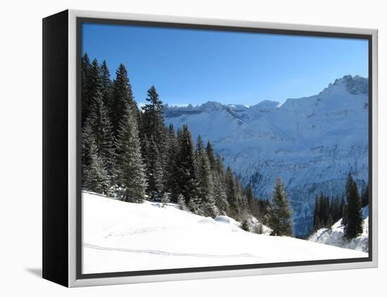 Winter Landscape (Winter in Swiss Alps)-swisshippo-Framed Premier Image Canvas