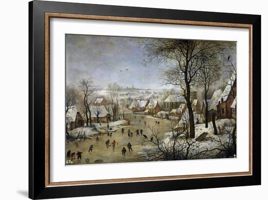 Winter Landscape with a Bird Trap, Ca 1601-Pieter Brueghel the Younger-Framed Giclee Print