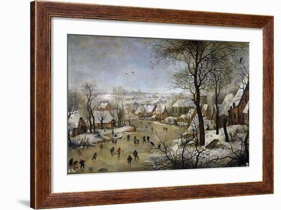 Winter Landscape with a Bird Trap, Ca 1601-Pieter Brueghel the Younger-Framed Giclee Print