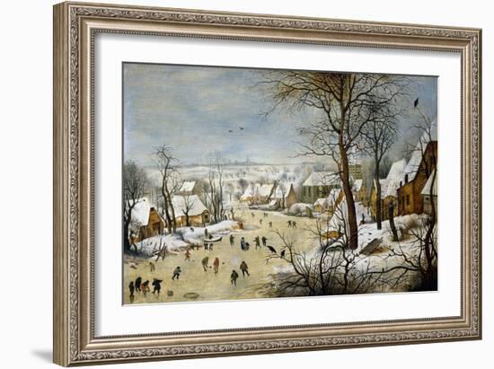 Winter Landscape with a Bird-Trap-Pieter Brueghel the Younger-Framed Art Print