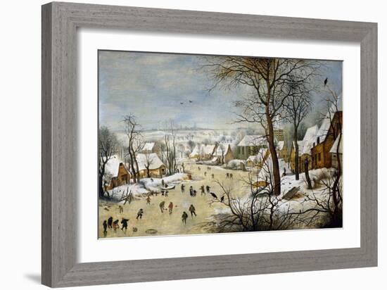 Winter Landscape with a Bird-Trap-Pieter Brueghel the Younger-Framed Art Print