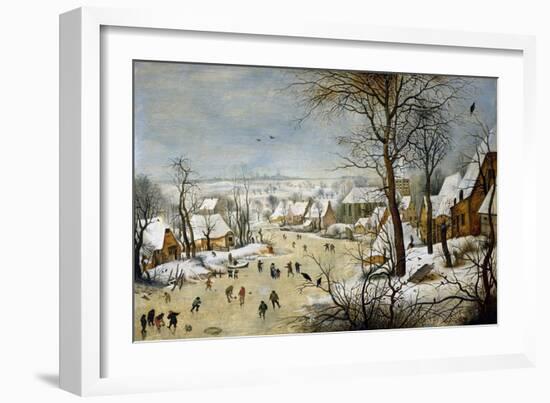 Winter Landscape with a Bird-Trap-Pieter Brueghel the Younger-Framed Art Print